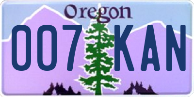 OR license plate 007KAN