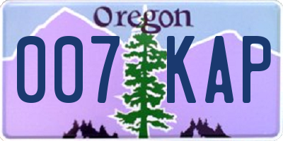 OR license plate 007KAP