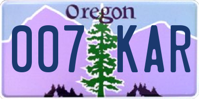 OR license plate 007KAR