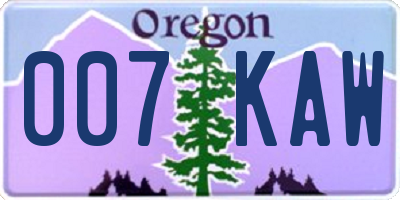OR license plate 007KAW