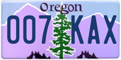 OR license plate 007KAX