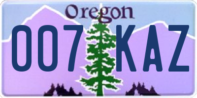 OR license plate 007KAZ