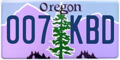 OR license plate 007KBD