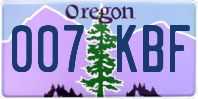 OR license plate 007KBF