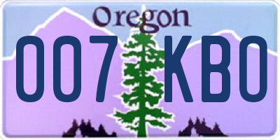 OR license plate 007KBO