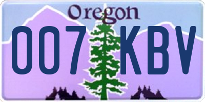 OR license plate 007KBV