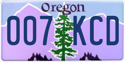 OR license plate 007KCD