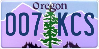 OR license plate 007KCS