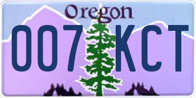 OR license plate 007KCT