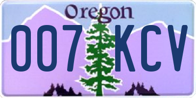 OR license plate 007KCV
