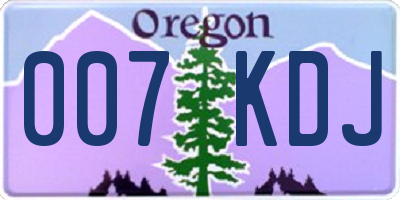 OR license plate 007KDJ