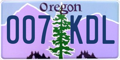 OR license plate 007KDL