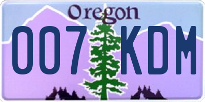 OR license plate 007KDM