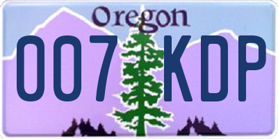 OR license plate 007KDP