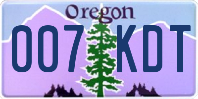 OR license plate 007KDT