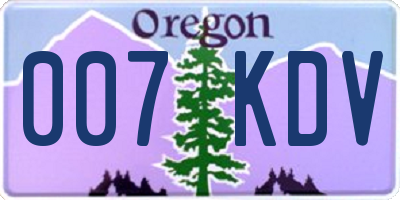 OR license plate 007KDV