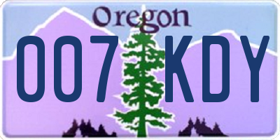 OR license plate 007KDY
