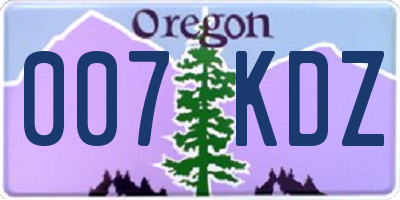 OR license plate 007KDZ