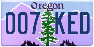 OR license plate 007KED