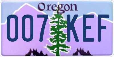 OR license plate 007KEF