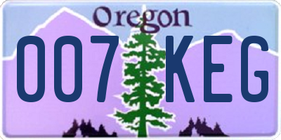 OR license plate 007KEG