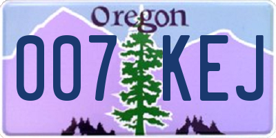 OR license plate 007KEJ