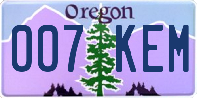 OR license plate 007KEM