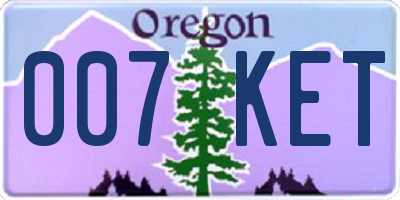 OR license plate 007KET