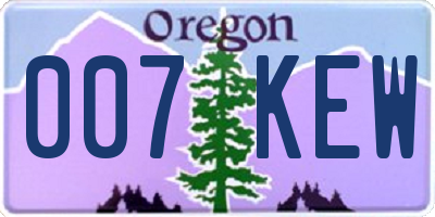 OR license plate 007KEW