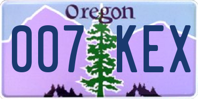 OR license plate 007KEX