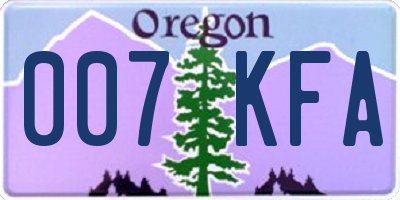 OR license plate 007KFA