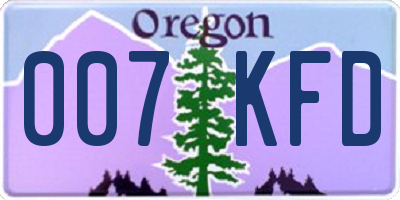 OR license plate 007KFD