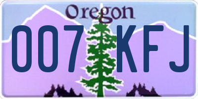 OR license plate 007KFJ
