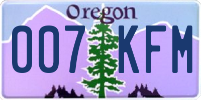 OR license plate 007KFM