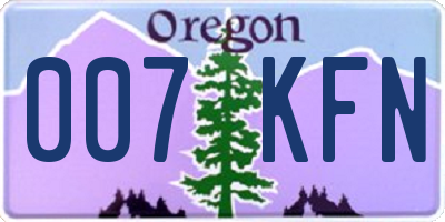 OR license plate 007KFN
