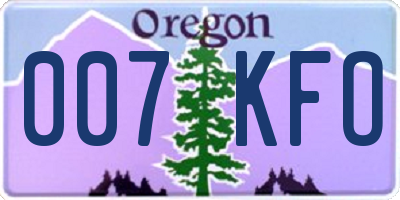 OR license plate 007KFO
