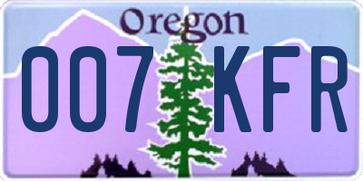 OR license plate 007KFR