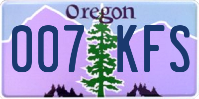 OR license plate 007KFS