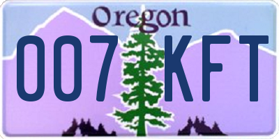 OR license plate 007KFT