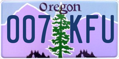 OR license plate 007KFU