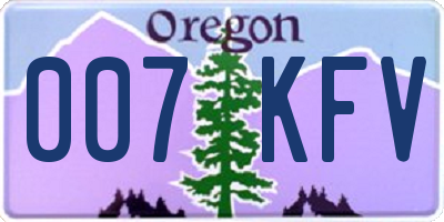OR license plate 007KFV