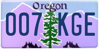 OR license plate 007KGE