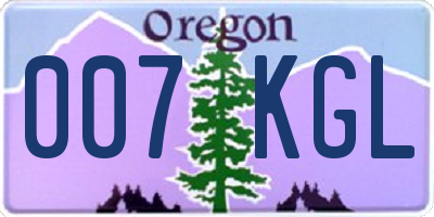 OR license plate 007KGL