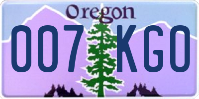 OR license plate 007KGO