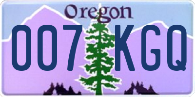 OR license plate 007KGQ