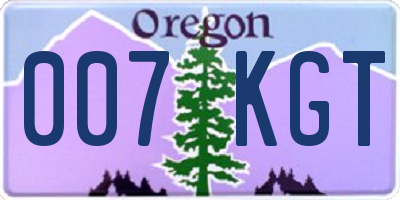 OR license plate 007KGT
