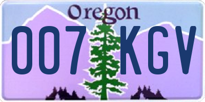 OR license plate 007KGV