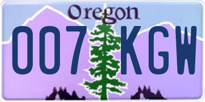 OR license plate 007KGW