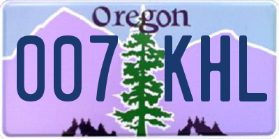 OR license plate 007KHL
