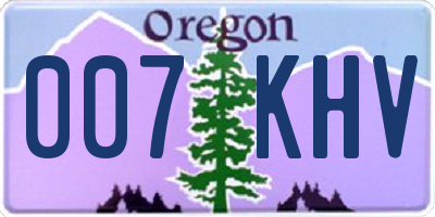 OR license plate 007KHV